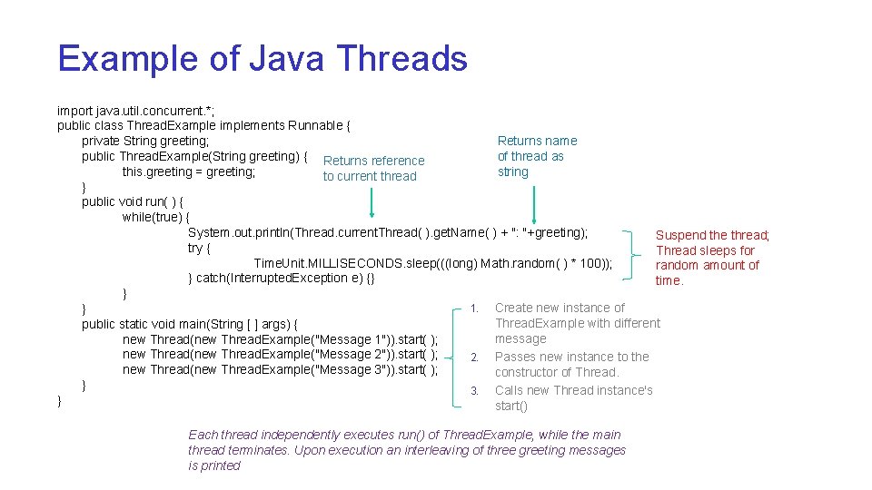 Example of Java Threads import java. util. concurrent. *; public class Thread. Example implements