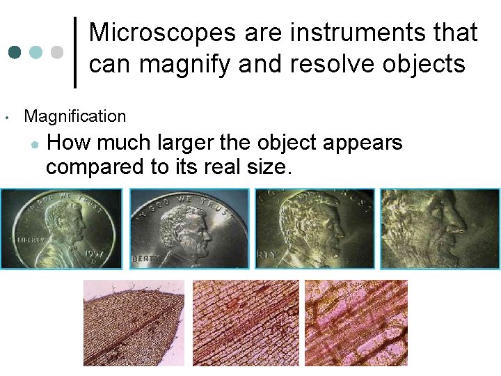 Microscopes are instruments that can magnify and resolve objects • Magnification ● How much