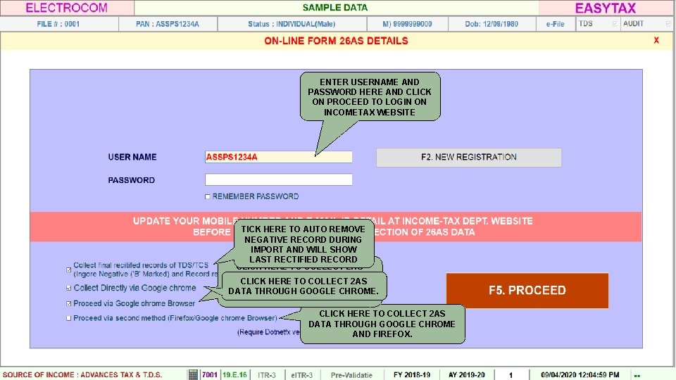 ENTER USERNAME AND PASSWORD HERE AND CLICK ON PROCEED TO LOGIN ON INCOMETAX WEBSITE