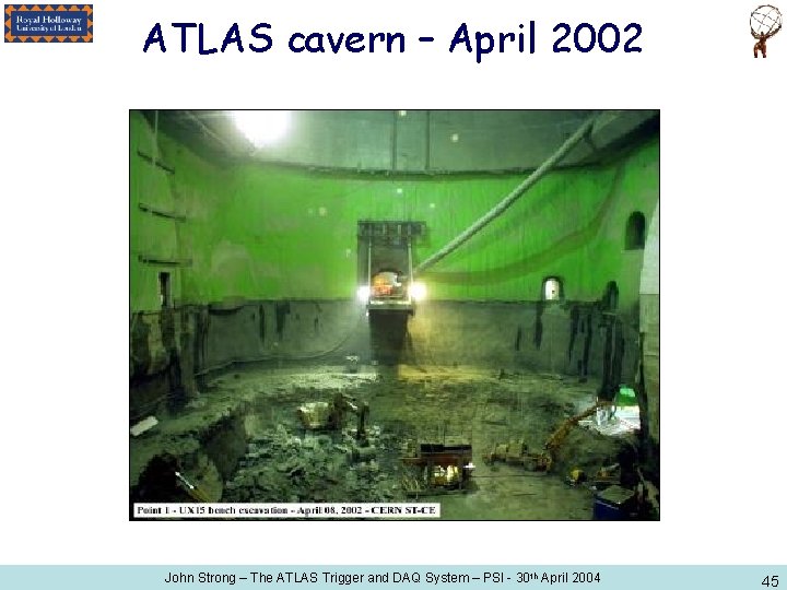 ATLAS cavern – April 2002 John Strong – The ATLAS Trigger and DAQ System