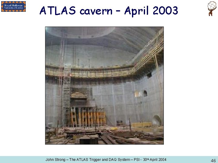 ATLAS cavern – April 2003 John Strong – The ATLAS Trigger and DAQ System