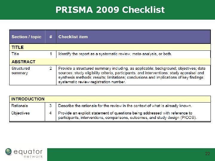 PRISMA 2009 Checklist 22 