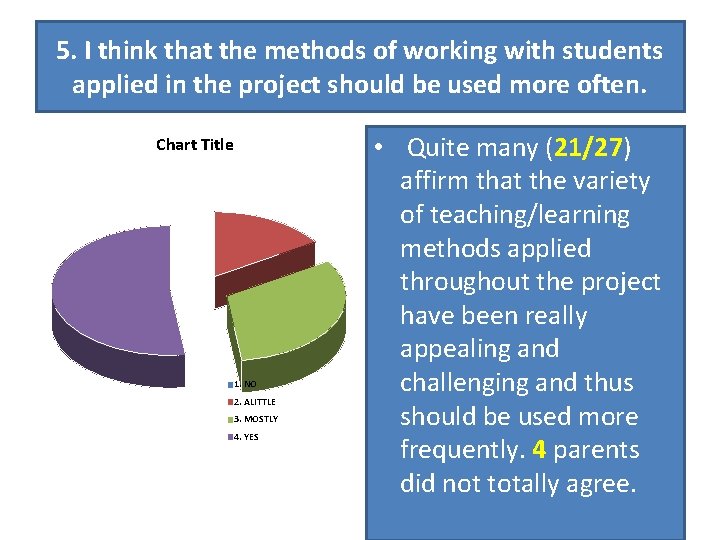 5. I think that the methods of working with students applied in the project