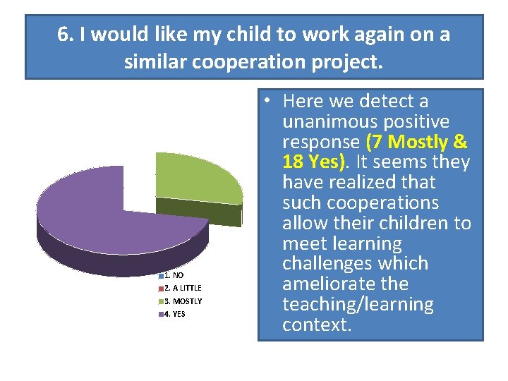 6. I would like my child to work again on a similar cooperation project.