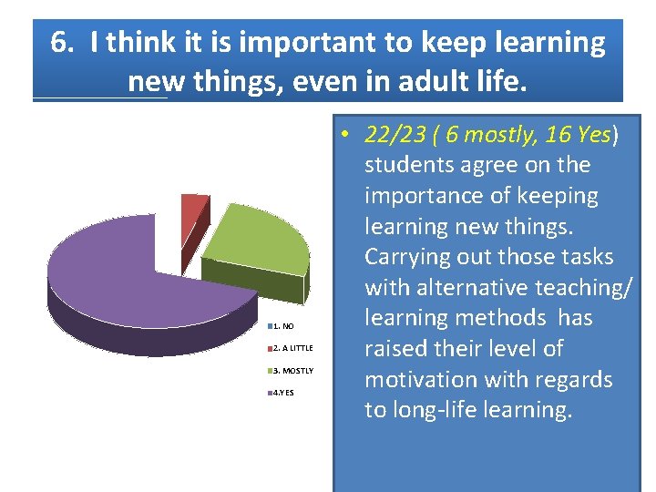 6. I think it is important to keep learning new things, even in adult