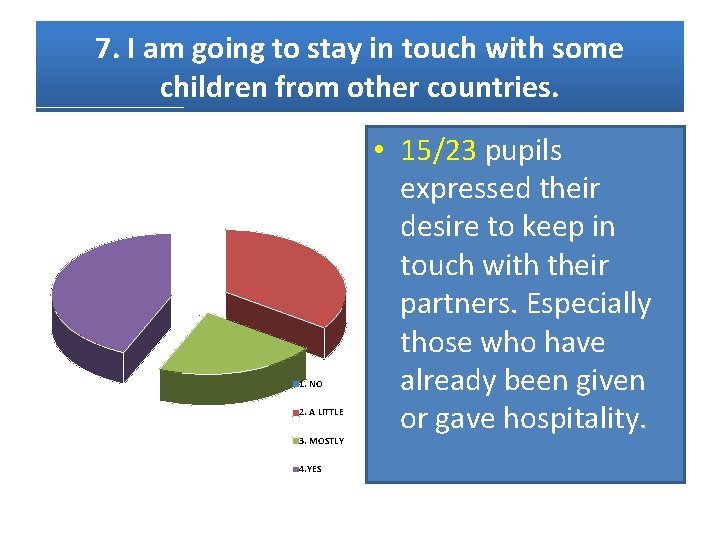 7. I am going to stay in touch with some children from other countries.