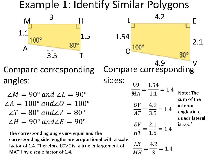 Example 1: Identify Similar Polygons M 1. 1 A 3 H 1. 5 3.