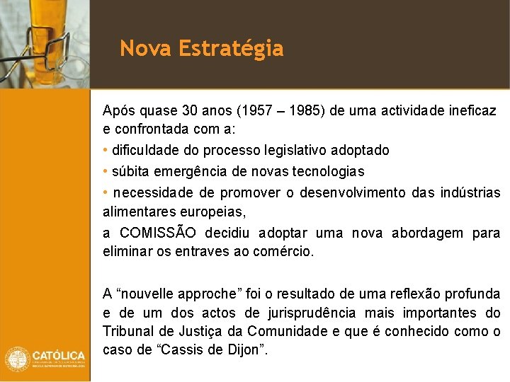 Nova Estratégia Após quase 30 anos (1957 – 1985) de uma actividade ineficaz e