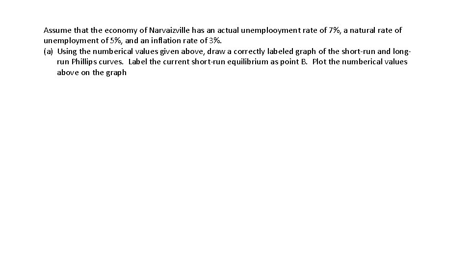 Assume that the economy of Narvaizville has an actual unemplooyment rate of 7%, a