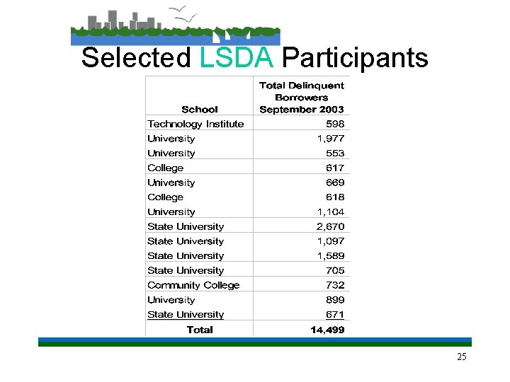 Selected LSDA Participants 25 