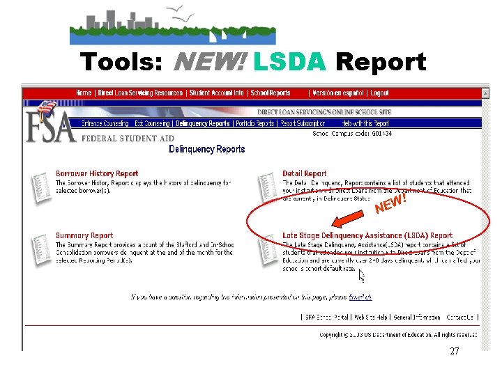 Tools: NEW! LSDA Report W! E N 27 