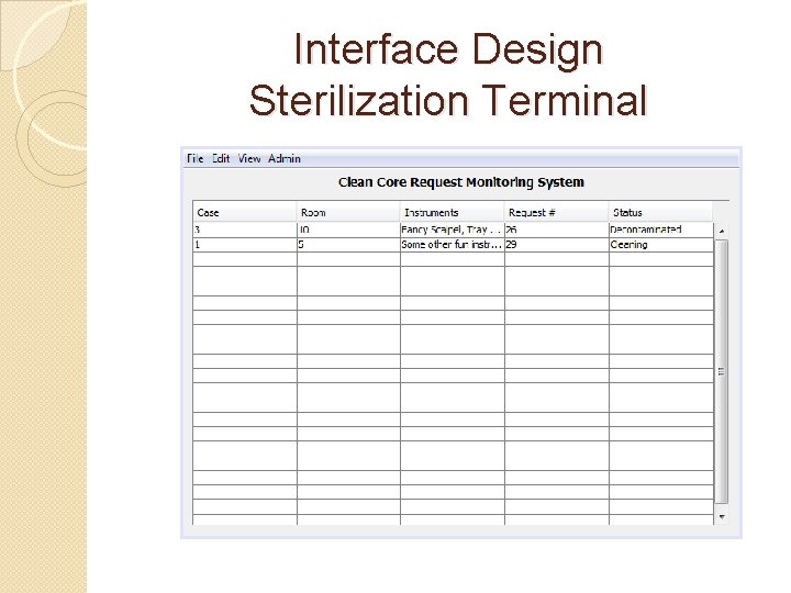 Interface Design Sterilization Terminal Interface Design Sterilization Terminal