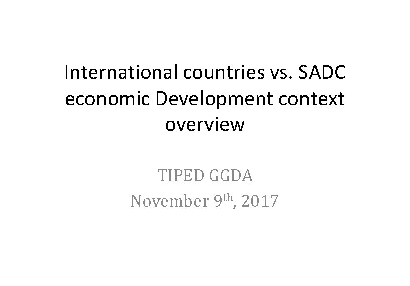 International countries vs SADC economic Development context overview