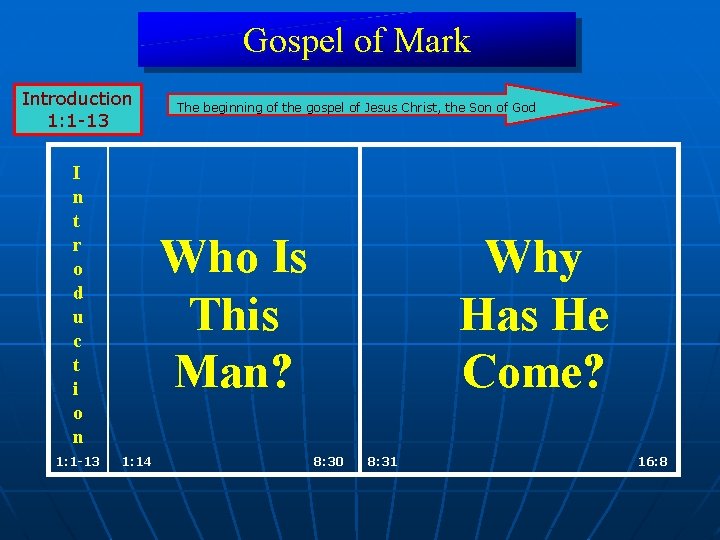 Gospel of Mark Introduction 1 1 13 I