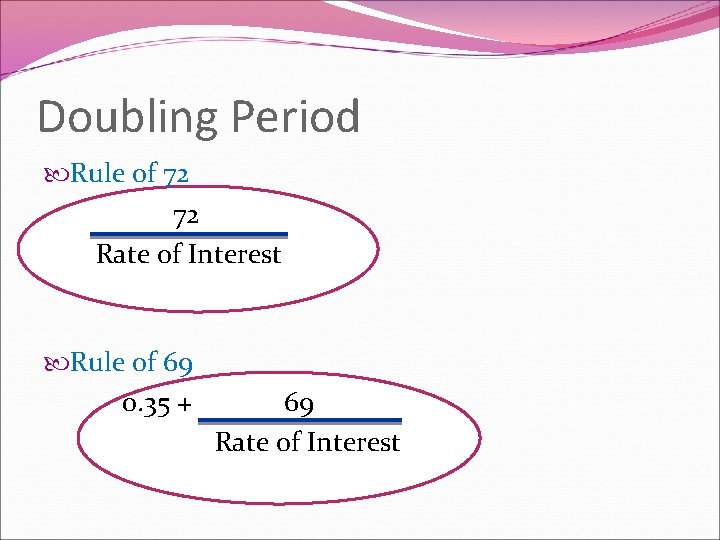 Doubling Period Rule of 72 72 Rate of Interest Rule of 69 0. 35