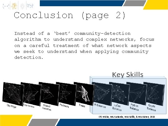 Conclusion (page 2) Instead of a ‘best’ community-detection algorithm to understand complex networks, focus