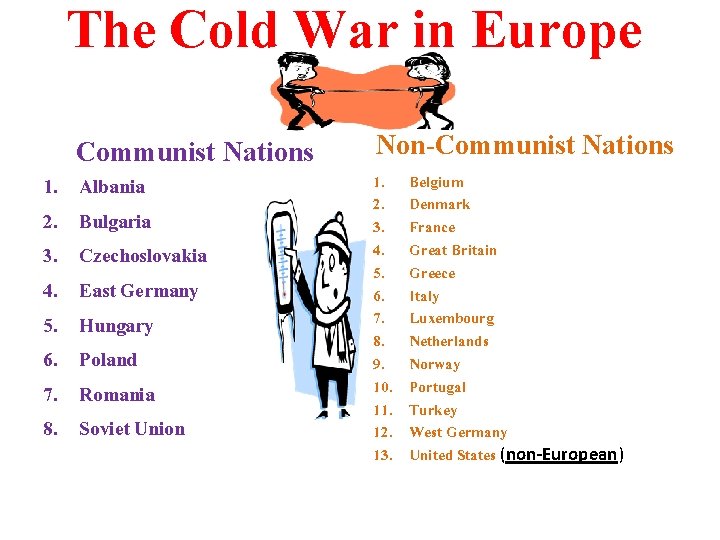The Cold War in Europe 1. 2. 3. 4. 5. 6. 7. 8. Communist
