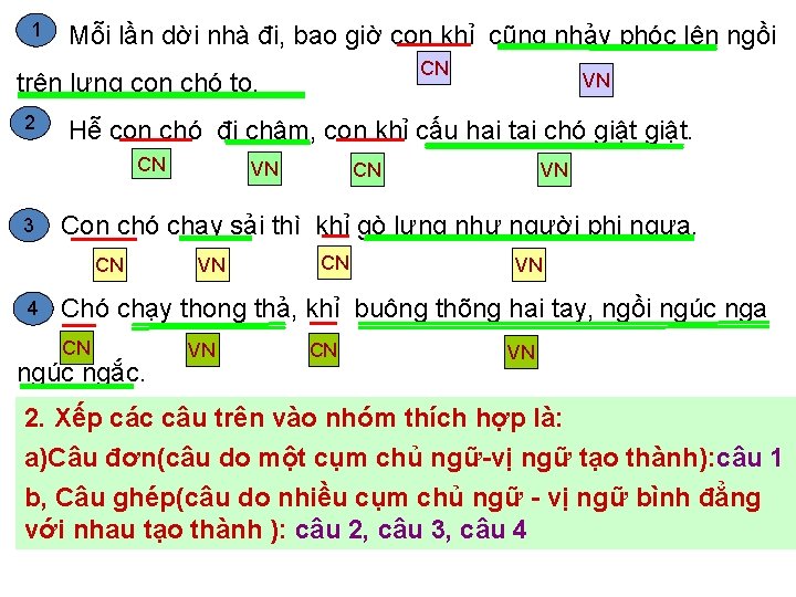 1 Mỗi lần dời nhà đi, bao giờ con khỉ cũng nhảy phóc lên