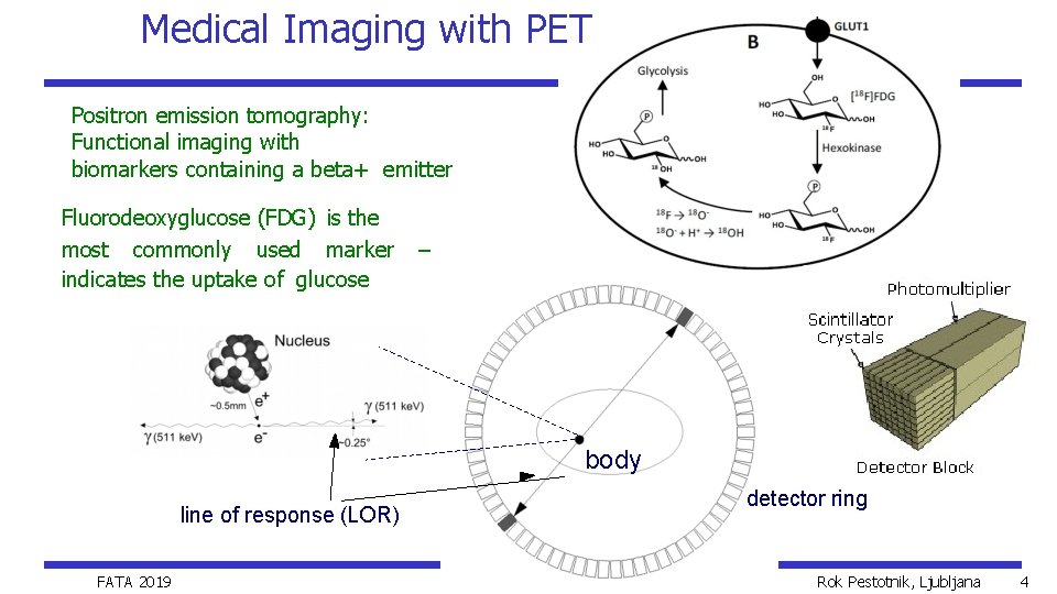 Medical Imaging with PET Positron emission tomography: Functional imaging with biomarkers containing a beta+