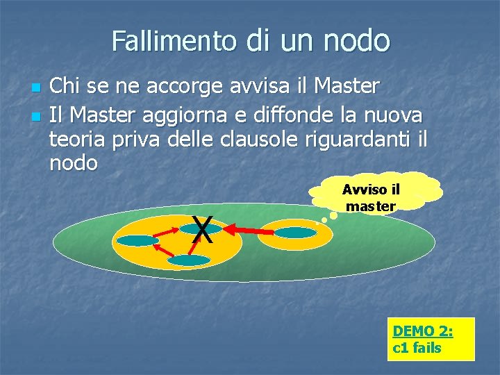 Fallimento di un nodo n n Chi se ne accorge avvisa il Master Il