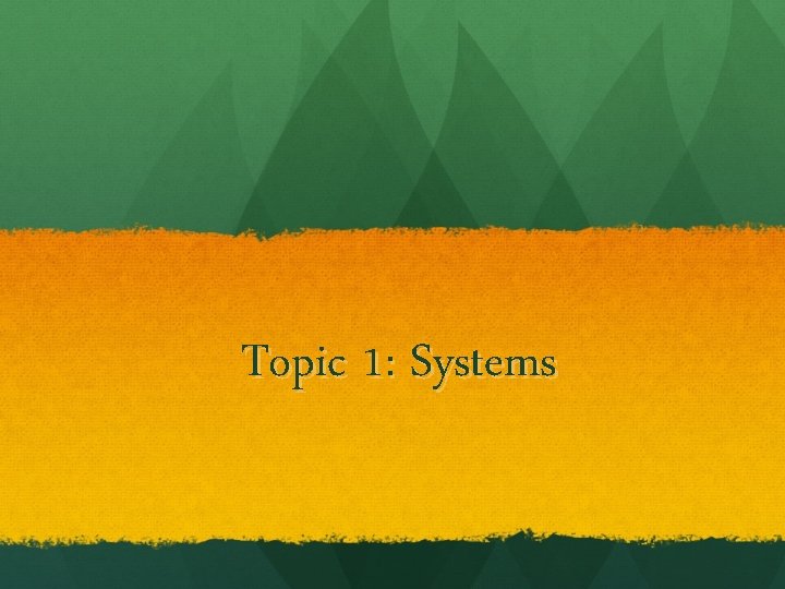 Topic 1: Systems 