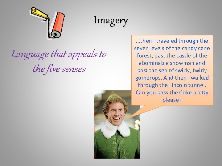 Imagery Language that appeals to the five senses . . . then I traveled