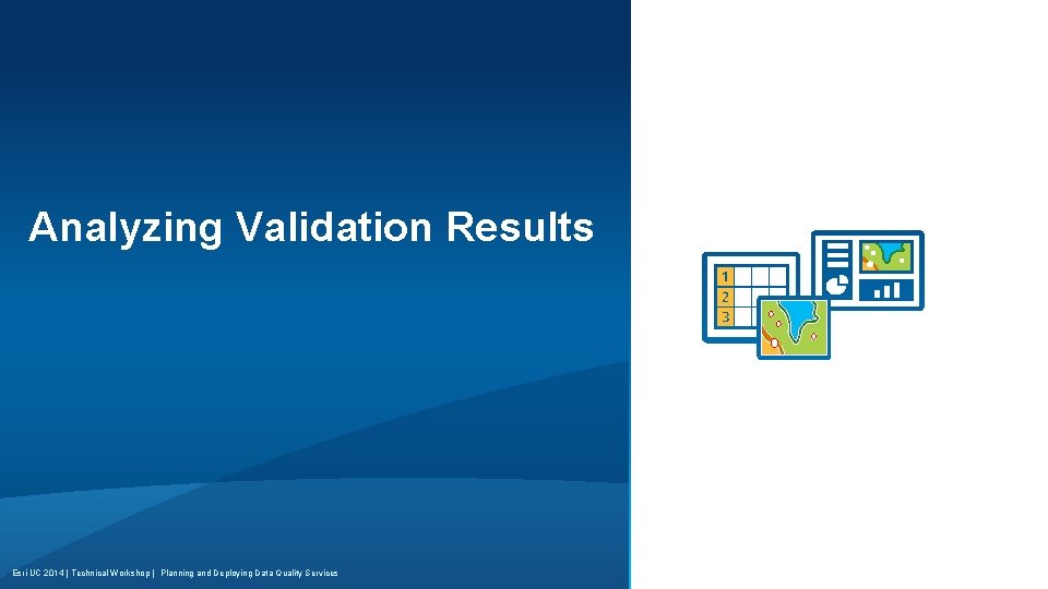 Analyzing Validation Results Esri UC 2014 | Technical Workshop | Planning and Deploying Data