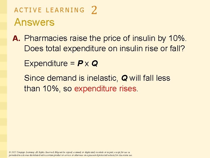 ACTIVE LEARNING Answers 2 A. Pharmacies raise the price of insulin by 10%. Does