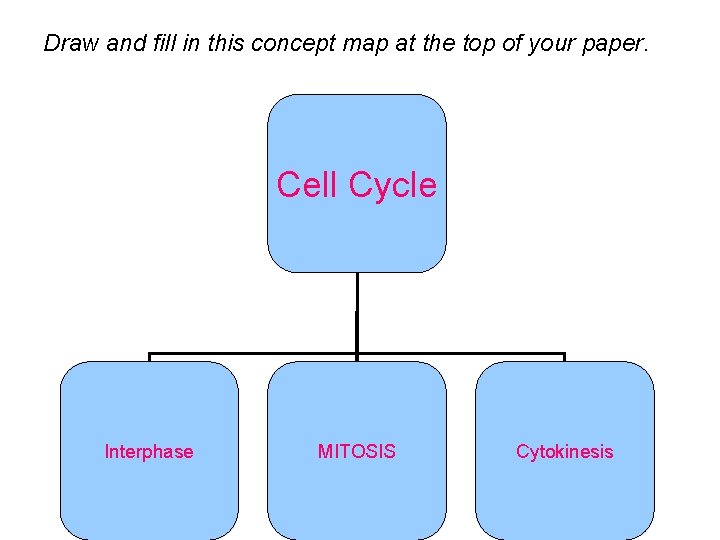 Draw and fill in this concept map at the top of your paper. Cell