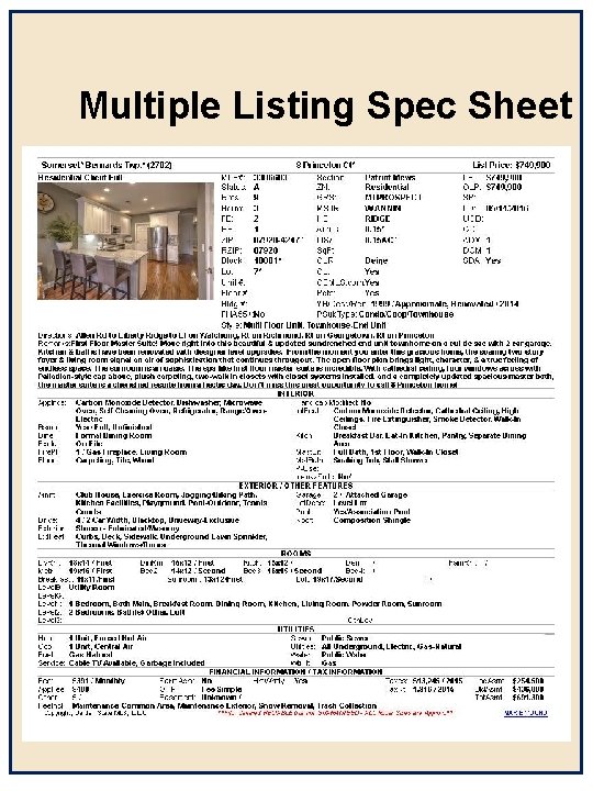 Multiple Listing Spec Sheet 