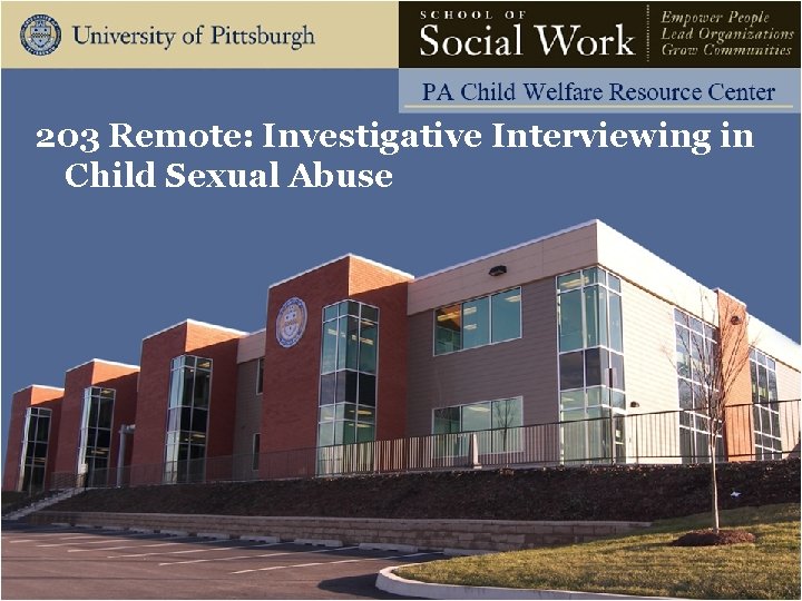 203 Remote: Investigative Interviewing in Child Sexual Abuse 