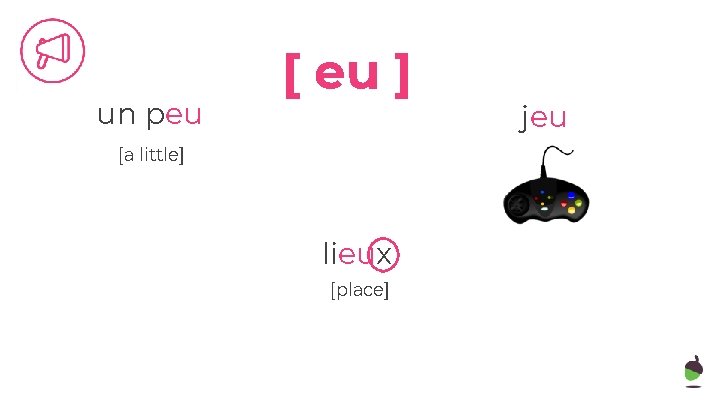 un peu [ eu ] [a little] lieux [place] jeu 