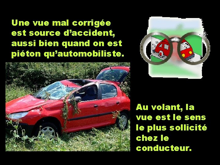 Une vue mal corrigée est source d’accident, aussi bien quand on est piéton qu’automobiliste.