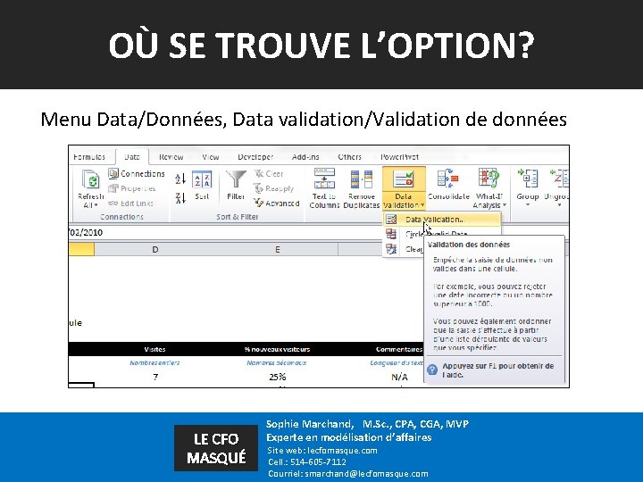 VALIDATION DE DONNES DANS EXCEL LE CFO MASQU