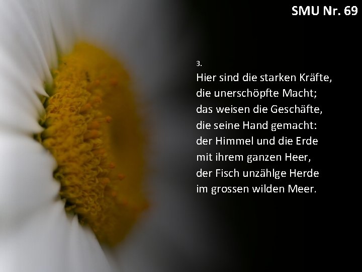 SMU Nr. 69 3. Hier sind die starken Kräfte, die unerschöpfte Macht; das weisen