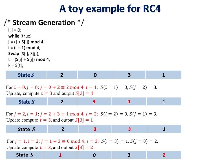 A toy example for RC 4 • 2 3 0 1 2 0 3