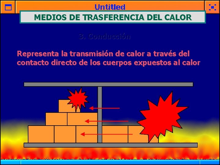 MEDIOS DE TRASFERENCIA DEL CALOR 3. Conducción Representa la transmisión de calor a través
