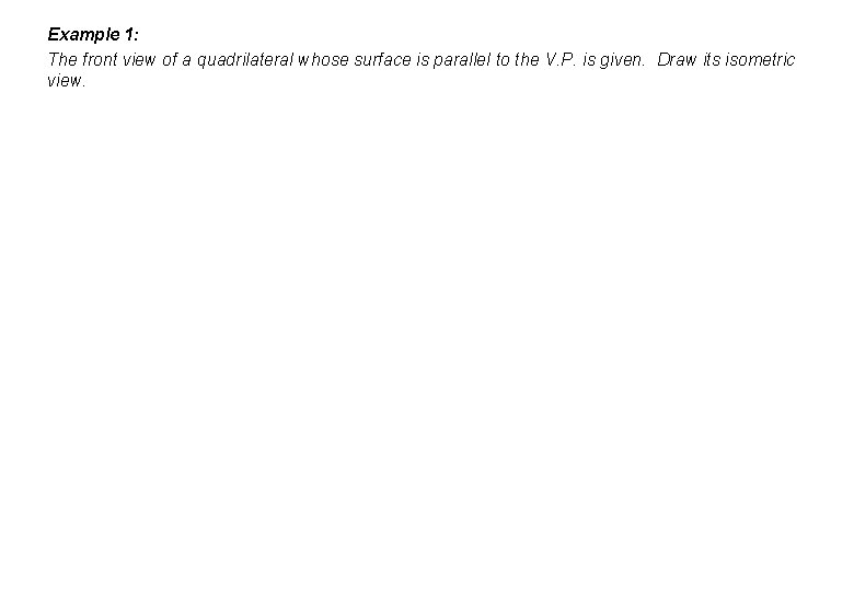 Example 1: The front view of a quadrilateral whose surface is parallel to the