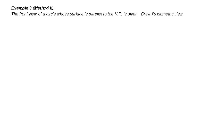 Example 3 (Method II): The front view of a circle whose surface is parallel