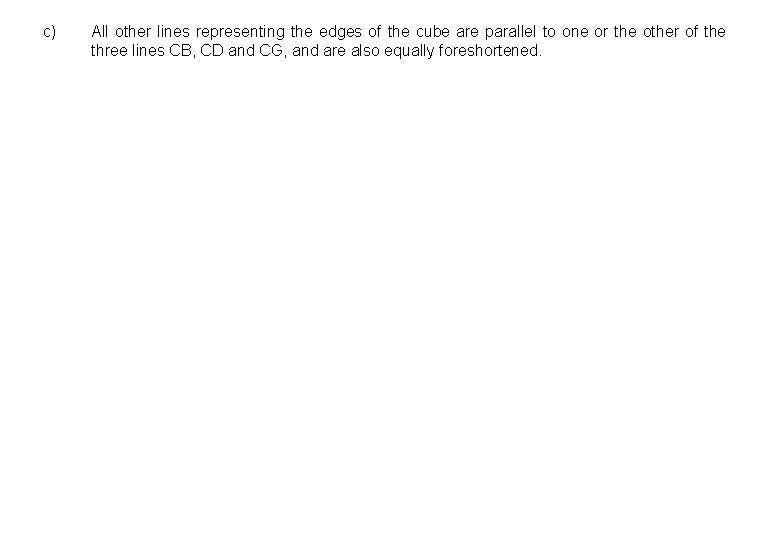 c) All other lines representing the edges of the cube are parallel to one