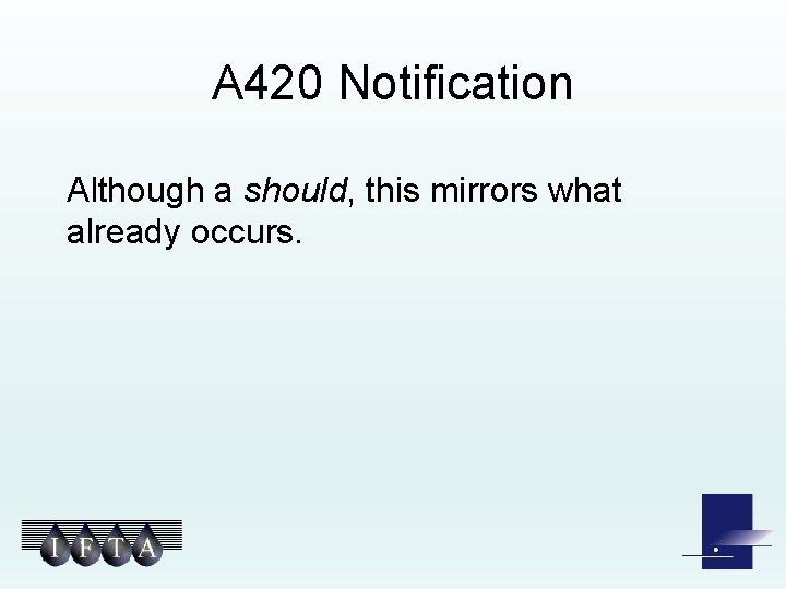 A 420 Notification Although a should, this mirrors what already occurs. 