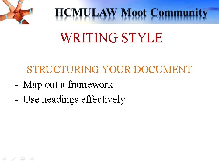 WRITING STYLE STRUCTURING YOUR DOCUMENT - Map out a framework - Use headings effectively WRITING STYLE STRUCTURING YOUR DOCUMENT - Map out a framework - Use headings effectively