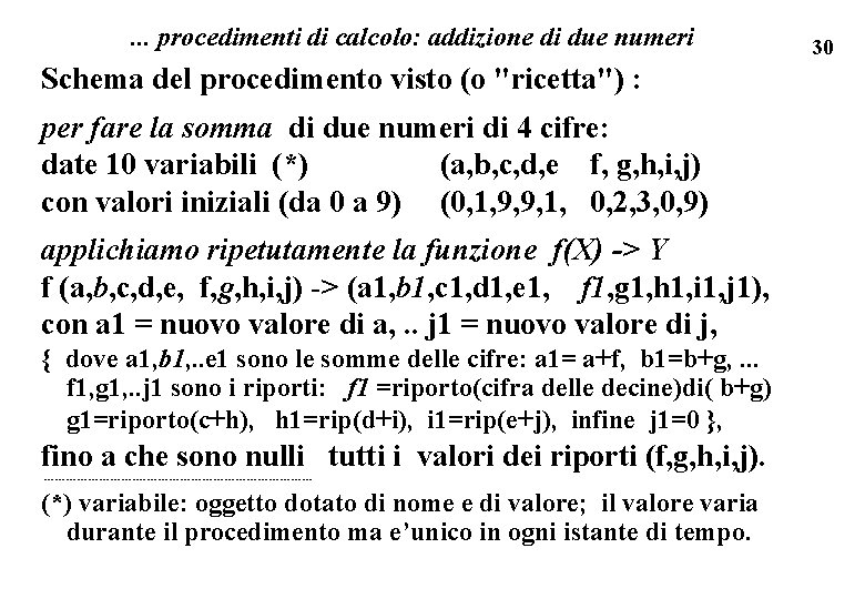 . . . procedimenti di calcolo: addizione di due numeri Schema del procedimento visto