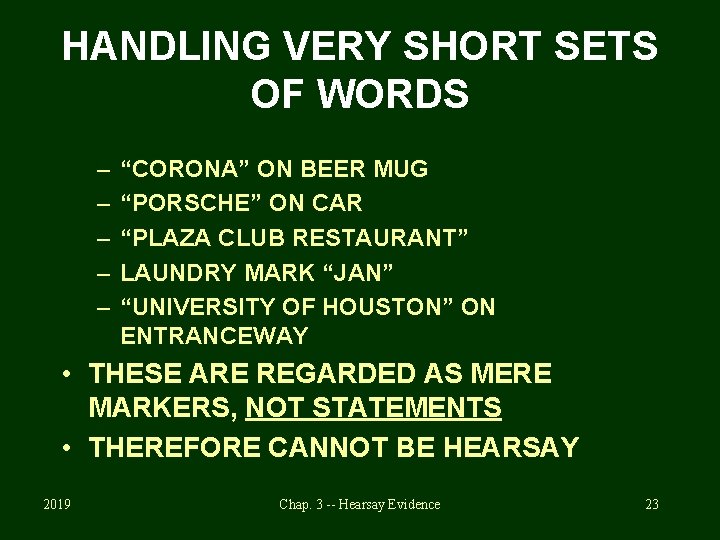 HANDLING VERY SHORT SETS OF WORDS – – – “CORONA” ON BEER MUG “PORSCHE”