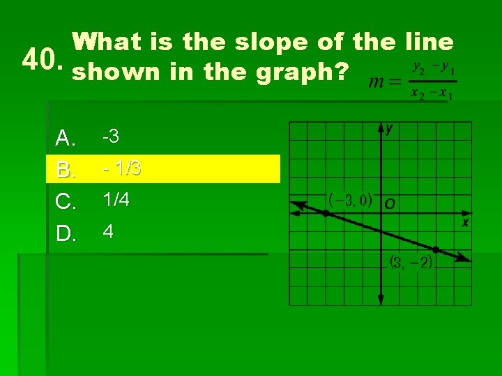 40. What is the slope of the line shown in the graph? A. B.