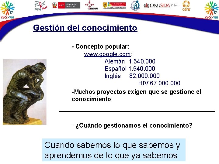 Gestión del conocimiento - Concepto popular: www. google. com: Alemán 1. 540. 000 Español