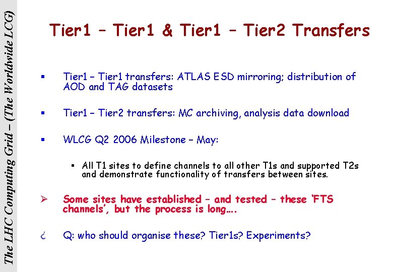 The LHC Computing Grid – (The Worldwide LCG) Tier 1 – Tier 1 &