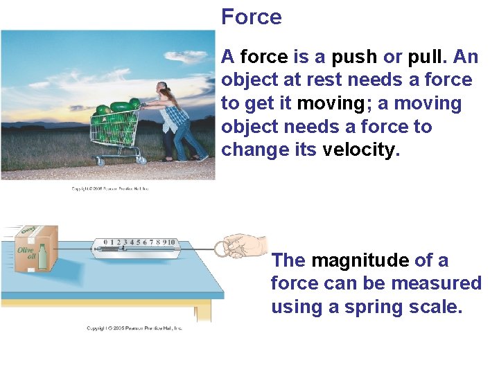 Force A force is a push or pull. An object at rest needs a