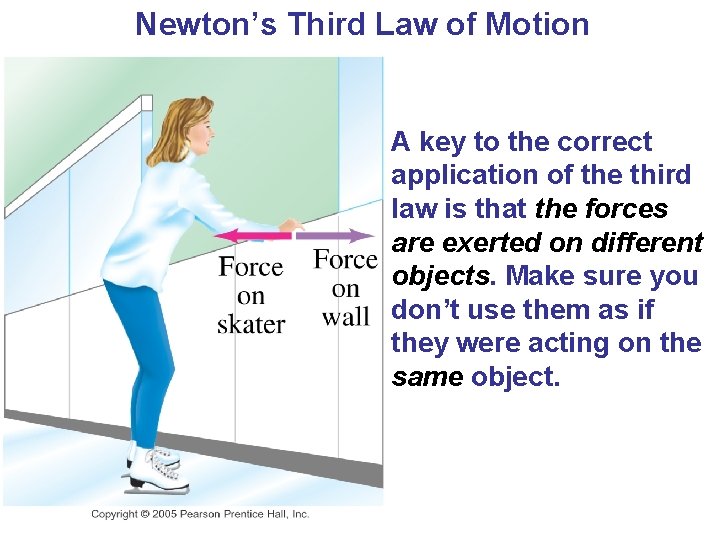 Newton’s Third Law of Motion A key to the correct application of the third