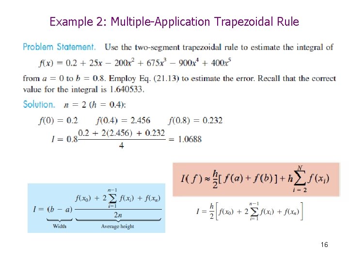 Example 2: Multiple-Application Trapezoidal Rule 16 